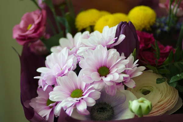 Buquê Belas Flores Frescas Muito Brilhantes Jardim — Fotografia de Stock