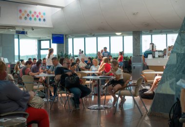 Minsk, Belarus - 20 Temmuz 2019: Minsk Ulusal Havaalanı eski adı Minsk-2 Belarus 'un ana uluslararası havaalanıdır..