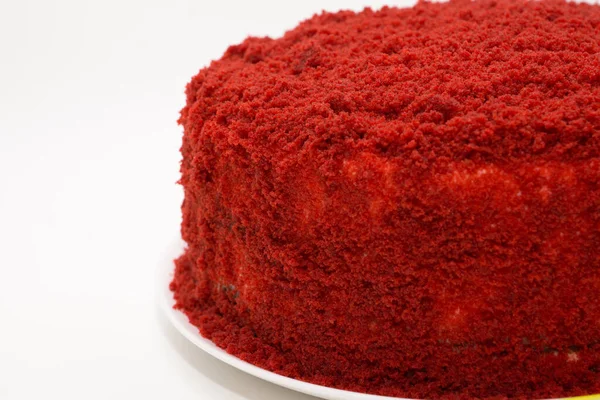 Bright Red Cake Called Red Velvet Isolated White Backgroun — Stock Photo, Image