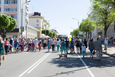 Borisov, Belarus - 09 Mayıs 2018: büyük bir bölgesel şehirde zafer gününü kutluyoruz.