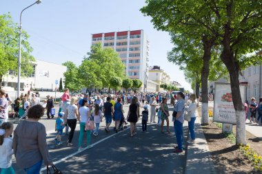 Borisov, Belarus - 09 Mayıs 2018: büyük bir bölgesel şehirde zafer gününü kutluyoruz.