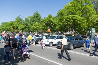 Borisov, Belarus - 09 Mayıs 2018: büyük bir bölgesel şehirde zafer gününü kutluyoruz.