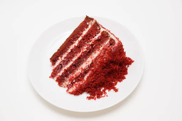 Bright Red Cake Called Red Velvet Isolated White Backgroun — Stock Photo, Image
