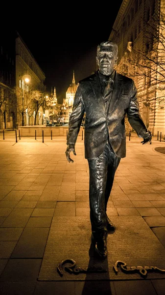 Ronald Reagan Statue at Night — Stock Photo, Image