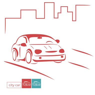 Şehir arabası fırça darbeleri tarzında. Şehir, yol