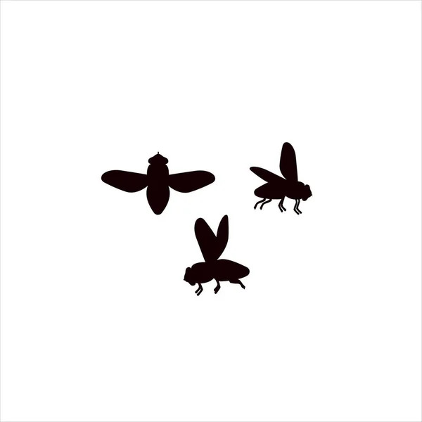 Icons flies. Silhouette. Flies in flight — Stok Vektör