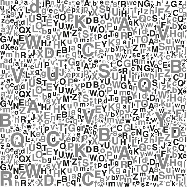 Bir harf dizisi. Farklı boyutlarda harfler.