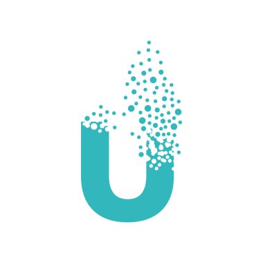 U harfi bir baloncuk bulutu içinde dağılıyor..