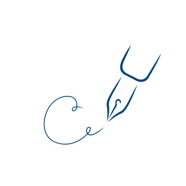 Kalem simgesi, fırça darbeleri stilinde imza. C harfi şeklinde imza..