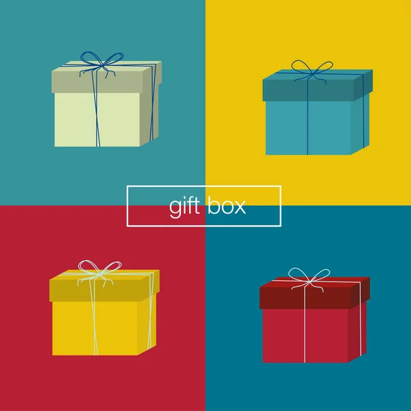 Geschenk Box Symbole Verschiedenen Farben — Stockvektor