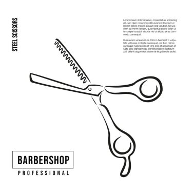 Saç kesimi için profesyonel inceltme makası. Bir kuaför için çizim..