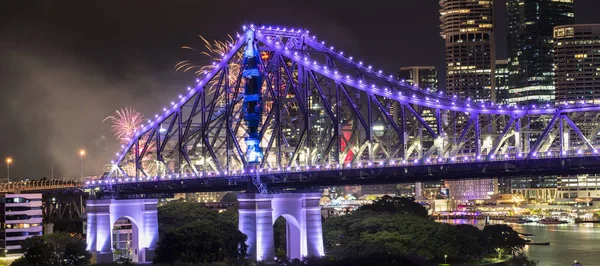 Story Bridge op New Years Eve 2016 in Brisbane — Stockfoto