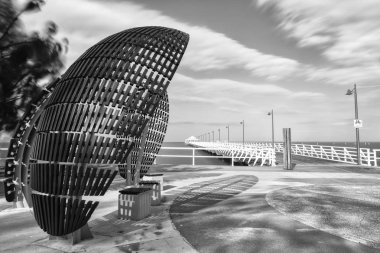 Siyah beyaz görüntü Shorncliffe Pier