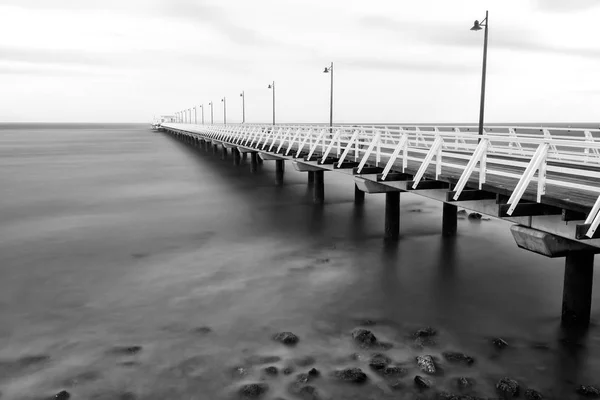 Black and white image of Shorncliffe Pier — Stock Photo, Image