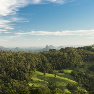 Mount Beerwah öğleden sonra güneşin.