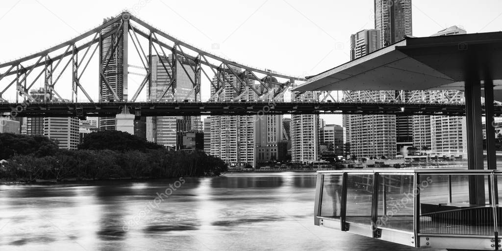Story Bridge in Brisbane. Black and White