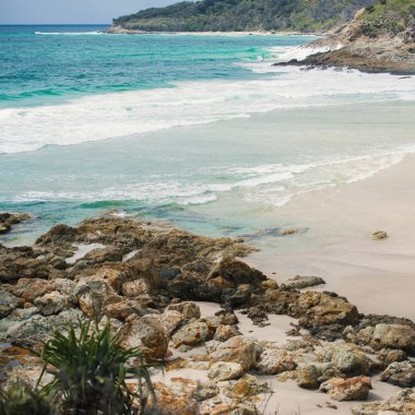 North Point, Moreton Adası, tertemiz sahiliyle. 