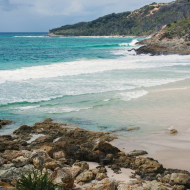 North Point, Moreton Adası, tertemiz sahiliyle.