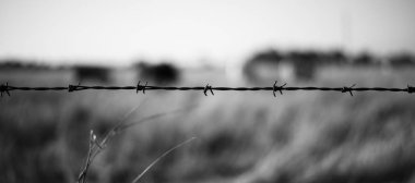 Paslı keskin ahşap ve metal barb tel çit.