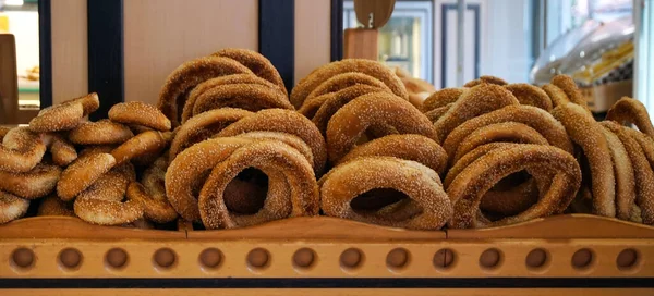 Turkish bage with sesame. Bagel is a traditional Turkish bakery food.