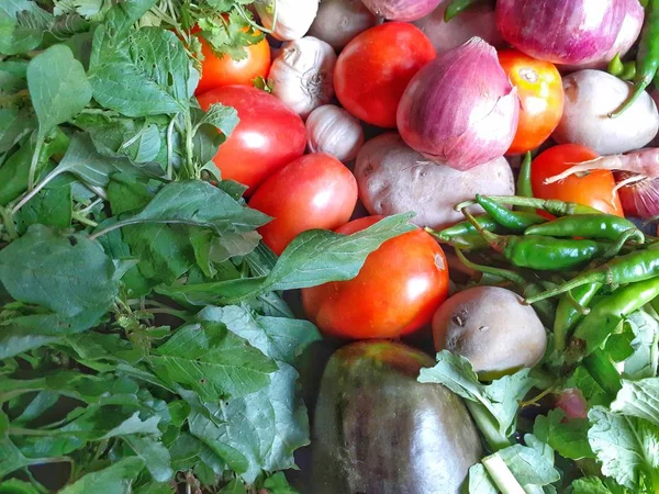 Mix raw vegetables background. Closeup image of fresh vegetables