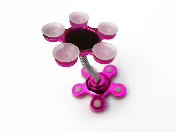 Рожевий Колір Квіткового Дизайну Мобільний Тримач Ізольований Білому Тлі — стокове фото