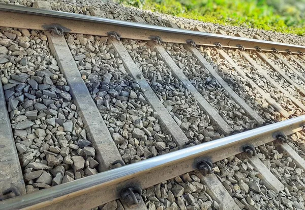 Image of rail track with stones. Indian railway line