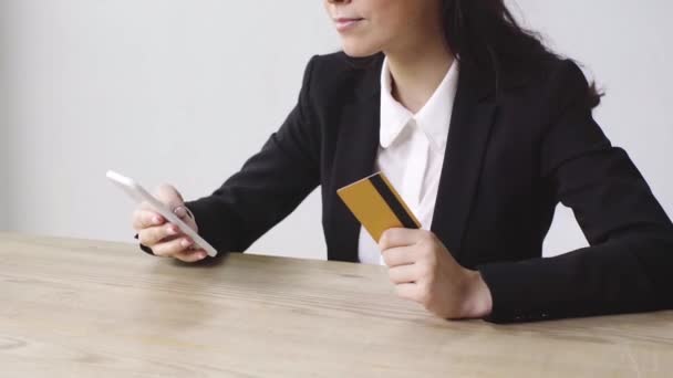 Cheerful Businesswoman Doing Online Shopping Office — 비디오