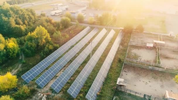 外地太阳能电池板的空中视图 — 图库视频影像