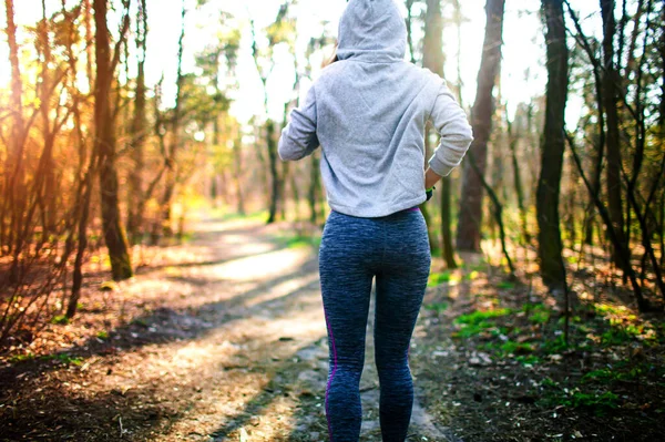 Jogging Mulher Ativa Parque Desporto Fitness — Fotografia de Stock