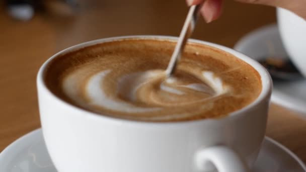 Egy Csésze Eszpresszó Kávé Közelkép — Stock videók