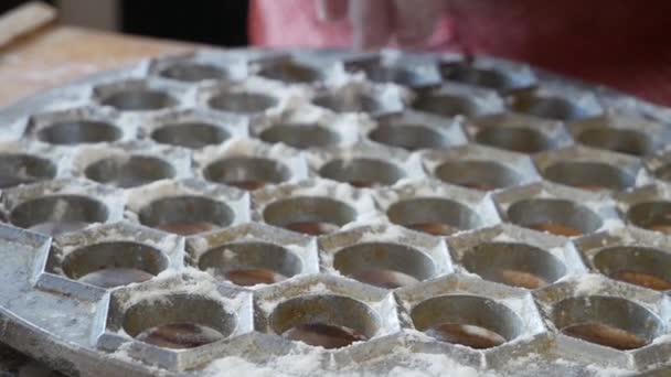 Processo Cozinhar Caseiros Dumplings Cozinha — Vídeo de Stock