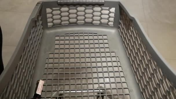 Shopping Cart Moving Aisles Supermarket — Stock Video