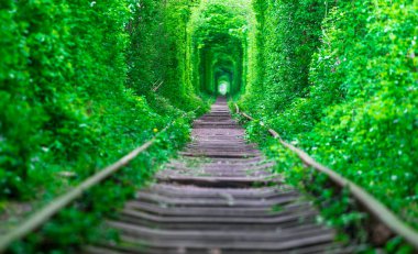 Aşk bahar orman kız gudlyayut demiryolu tüneli ile adam