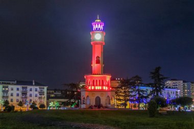 Batum, Georgia-2 Temmuz 2015 çeşme Batum Chacha ile kule, kaplı yeşil Park, üzerinde 25 Mayıs Batum.