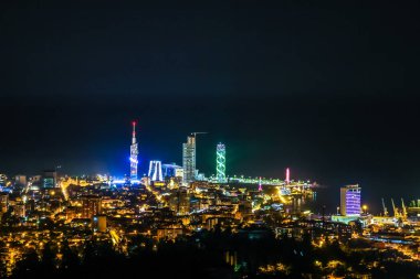 Batum, Georgia-Temmuz 5 2015 panoramik gece Batum