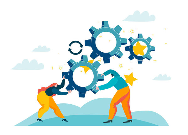 Корпоративные работники генерируют идеи. Векторная иллюстрация EPS 10 изолирован на белом
