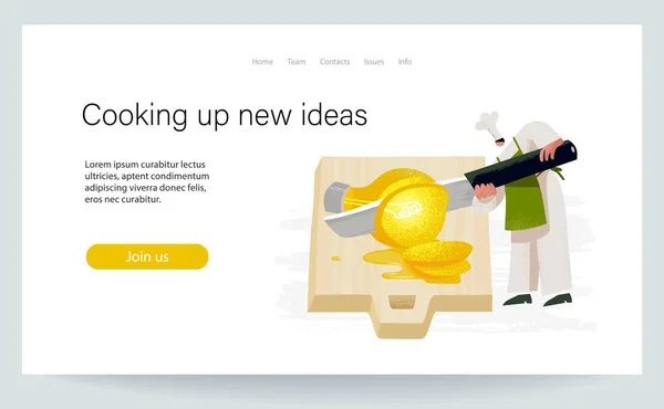 Cooking up new ideas. Landing page, vector EPS 10 isolated on white — Stock vektor