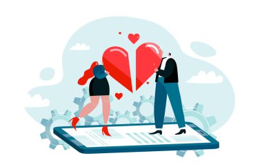 Karakterler kalp yarısıdır. Vektör illüstrasyonu Eps 10 beyaz üzerine izole