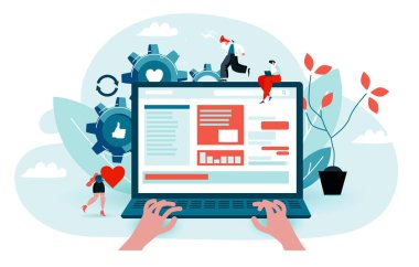User surfs the internet. Vector illustration EPS 10 isolated on white