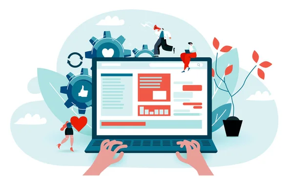 User surfs the internet. Vector illustration EPS 10 isolated on white