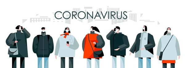 Coronavirus in Cina. Illustrazione del vettore di concetto di quarantena EPS 10 — Vettoriale Stock