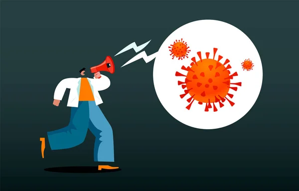 Man talks about virus. Vector illustration EPS 10 red and black colored — Stok Vektör