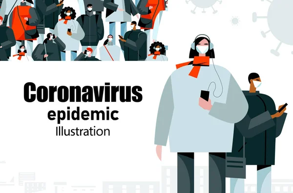 Epidemia Coronavirus Mundo Novela Coronavirus 2019 Ncov Personas Diferentes Razas Ilustración De Stock