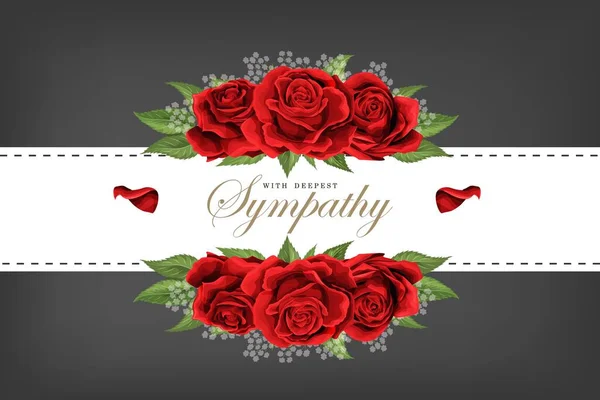 Invitación a la boda tarjeta floral rosa roja ramo y letras — Vector de stock