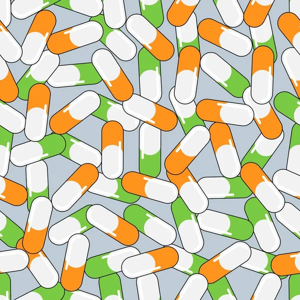 Patrón sin costura médica, textura de las píldoras farmacéuticas medicinales — Vector de stock