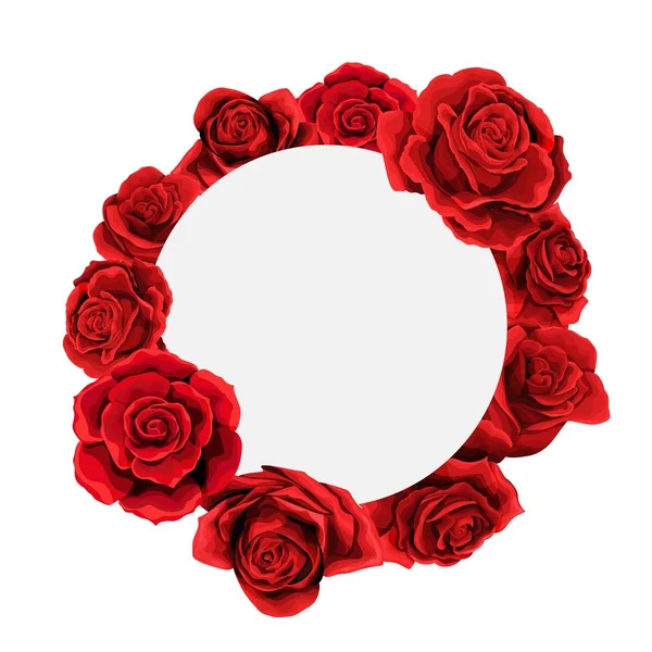 Valentinstag rot rose blumen kreis rahmen design element vektor illustration — Stockvektor
