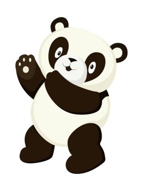 Stylize panda tüm vücut çizimi. Basit panda simgesi veya logo tasarımı