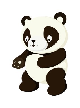 Stylize panda tüm vücut çizimi. Basit panda simgesi veya logo tasarımı
