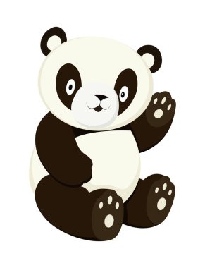 Stylize panda tüm vücut çizimi. Basit panda simgesi veya logo tasarımı